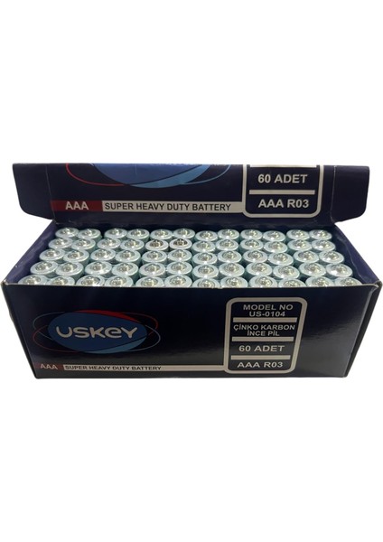 Uskey Aaa Pil 60&apos;lı Paket Ince Kalem Pil, Kumanda Pili