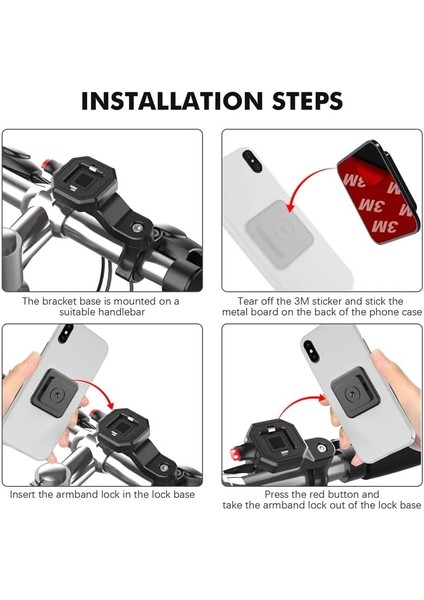 Bisiklet Motosiklet ve Scooter Için Gidon Uyumlu Telefon Tutucu 4-6.8 Modellere Uyumlu Kolay Kurulum ve Kullanım 146A-HL