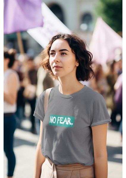 Zuno Kadın Comfort Fit No Fear Baskılı T-Shirt