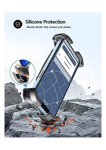 Telefon Tutucu Bisiklet Gidonları Için ve Gidonlu Motosikletler Için 360 Derece Dönebilen Kullanımı Rahat ve Kolay Montaj 4.7 ve 6.8 Inç Telefonlar Için Uyumlu K355 modelleri