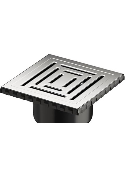 V-Flow Kare 5608286 Duş Kanalı, Alttan Çıkışlı, 15x15 Cm, Dk 800 Kapak, Parlak Krom
