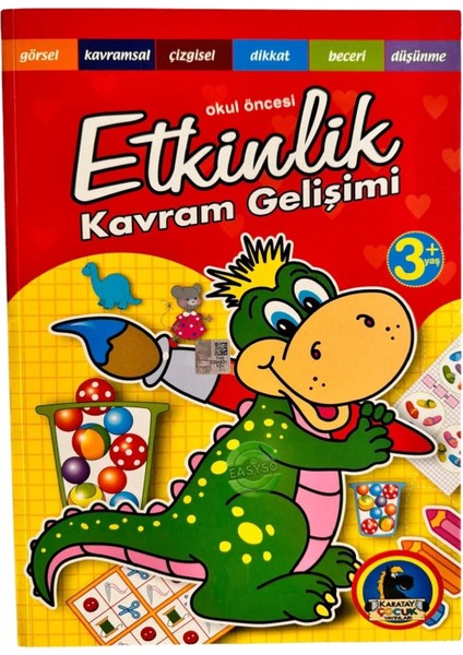 Okul Öncesi Etkinlik ve Kavram Gelişimi Görsel, Kavramsal, Çizgisel, Dikkat, Beceri ve Düşünme Gelişim Kitabı Özel Seri Kişisel Gelişim Kitabı Çok Amaçlı Eğitsel Defter (Dinazor)