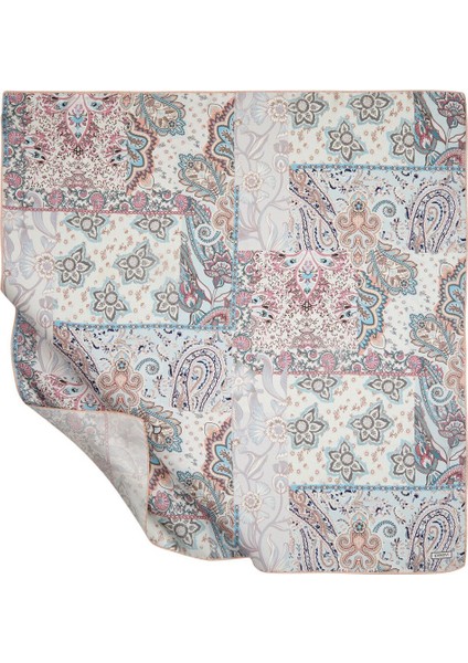 Buz Beyazı Bohem Kırkyama Tivil Ipek Eşarp