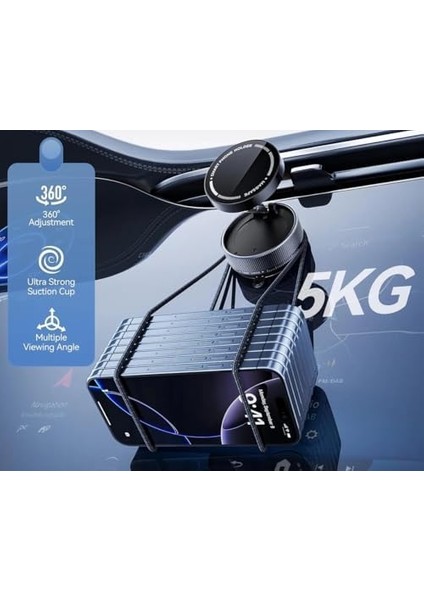 K10A Katlanabilir 360 Derece Her Yöne Dönebilir Vacum Magnetic Araç Tutucu Telefon Standi Kilitli Vakum ve 5 kg Taşima Kapasiteli Miknatis Ile Hem Şik ve Kaliteli Hem De Sağlam ve Çok Güçlü
