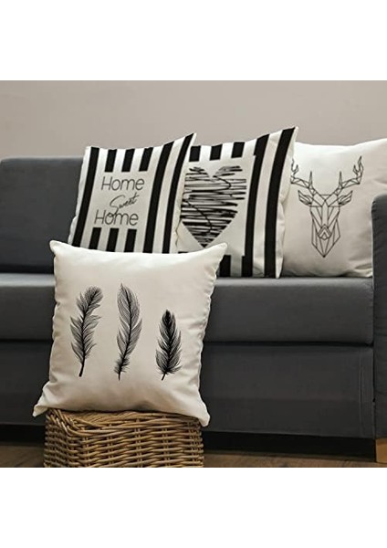 111705 Home Sweet Home Tasarımlı Dekoratif Kırlent Yastık Kılıfı, 4&apos;lü fiyatları