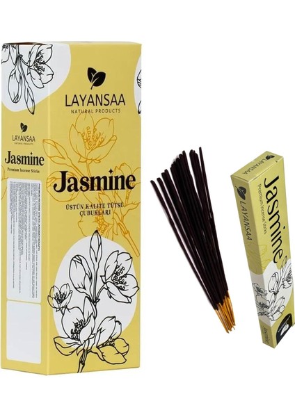 Yasemin (Jasmine) Kokusu Özel Aroma Kokusu Agarbatti Arınma 20 Adet 1 Paket Çubuk Tütsü
