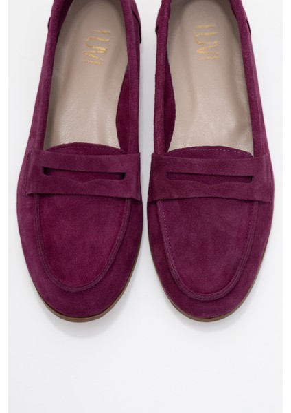 F02 Mor Süet Hakiki Deri Kadın Loafer Ayakkabı fiyatları