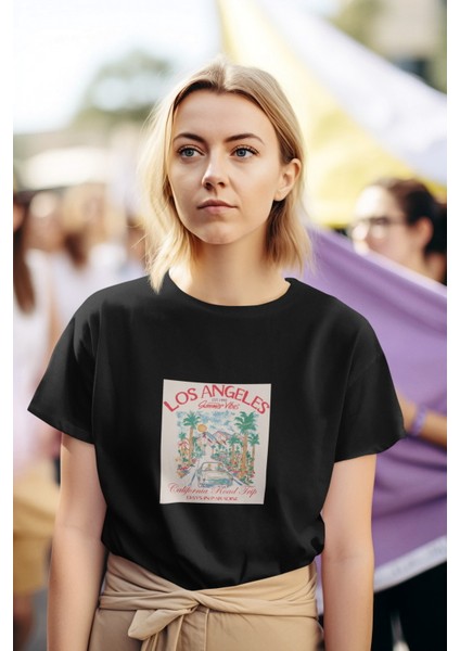 Zuno Kadın Comfort Fit La Summer Vibes Baskılı T-Shirt