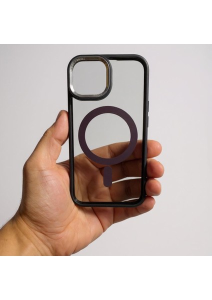 Iphone 15 Uyumlu Kılıf Magsafe ve Şeffaf Lens Koruyuculu