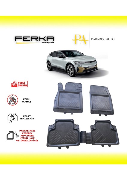 Renault Megane 5 E-Tech 2023 ve Üstü Uyarlanabilir Universal Havuzlu Paspas