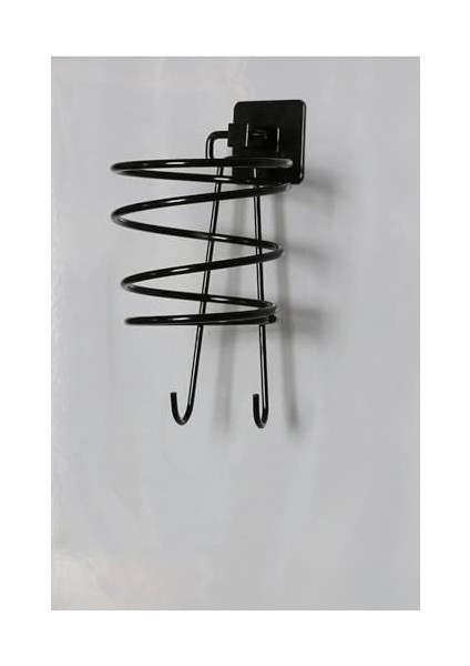 Banyo Siyah Kare Fön Makinesi Askısı Saç Kurutma Makinesi Tutacağı Yapışkanlı