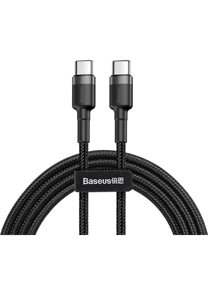 Cafule, 3.0 A Usb-C & Usb-C Şarj & Data Aktarımı Kablosu, Flash/hızlı Şarj, 1 Metre, Gri/siyah, Catklf-Gg1