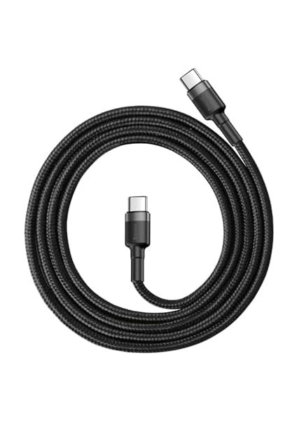 Cafule, 3.0 A Usb-C & Usb-C Şarj & Data Aktarımı Kablosu, Flash/hızlı Şarj, 1 Metre, Gri/siyah, Catklf-Gg1