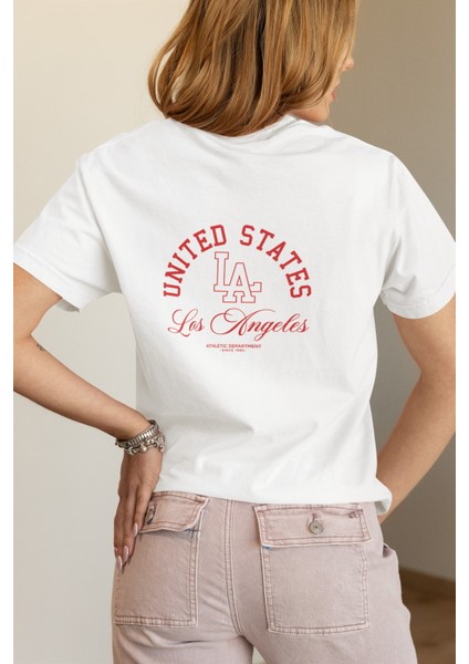 Zuno Kadın Comfort Fit La Unıted States Baskılı T-Shirt