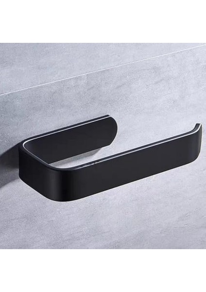 Banyo Yapışkanlı Lüks Tasarım Lamalı Tuvalet Kağıtlığı Siyah