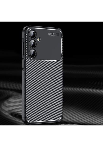 Galaxy A16 Kılıf Kamera Korumalı Karbon Desenli Lux Negro Silikon - Siyah + Hayalet Ekran Koruyucu