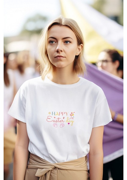 Zuno Kadın Comfort Fit Happy Day Baskılı T-Shirt