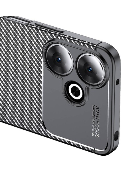 Xiaomi Redmi 13 4g Kılıf Kamera Korumalı Karbon Desenli Lux Negro Silikon - Siyah + Hayalet Ekran Koruyucu