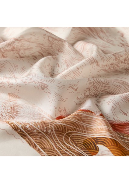 Krem Kyoto Bahçesi Tivil Ipek Eşarp fiyatları