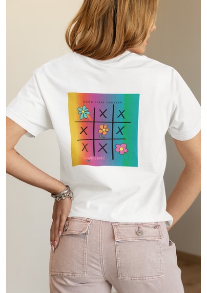 Zuno Kadın Comfort Fit Good Vibes Forever Baskılı T-Shirt
