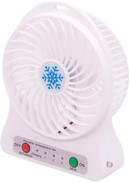 3 Kademeli Şarjlı Mini Fan, Masa Üstü ve Taşınabilir, Renkli