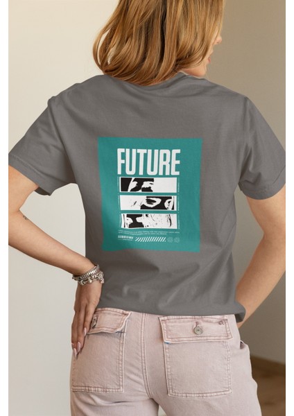 Zuno Kadın Comfort Fit Future Baskılı T-Shirt