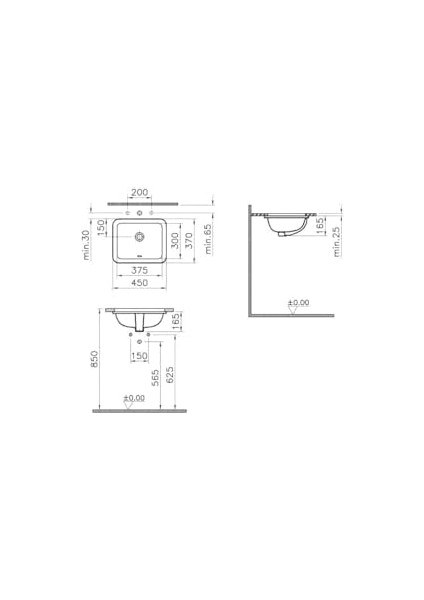 S20 5473B003-0618 Tezgah Altı Lavabo 38 Cm, Beyaz