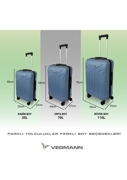 Tartılı Scavel Mavi Büyük Boy Valiz