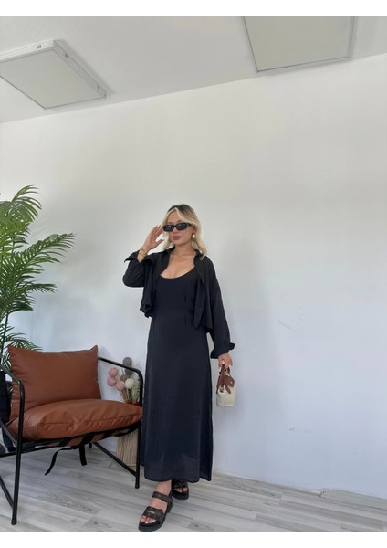 Kadın Gömlek Elbise Takım Siyah modelleri