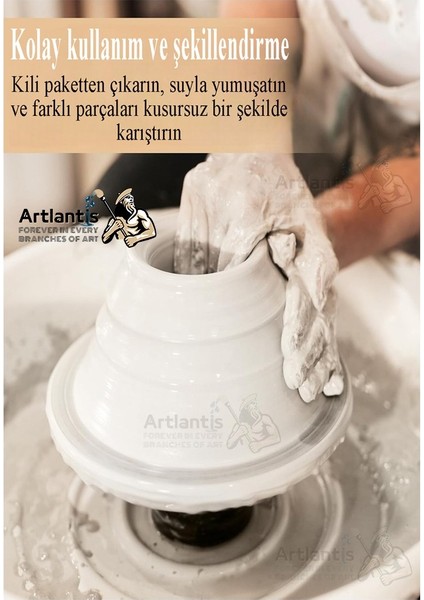 Beyaz Seramik Hamuru 2 kg Ebeşuar Modelleme Monalisa Pastel 6 Renk Akrilik Boya Fırça 75 ml Seramik Çamuru Heykel Sanat