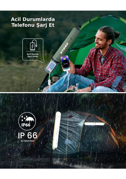 Katlanabilir Şarjlı Su Geçirmez Kamp Işığı Şişme Işık Şarjlı Fener Powerbank Camping LED Outdoor fiyatları