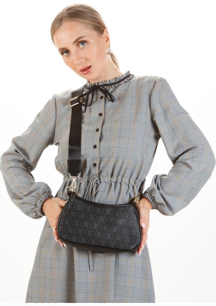 Kadın Farme Monogram Baget El ve Omuz Çantası new111 - Siyah indirimleri