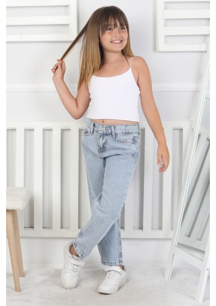 Kız Çocuk Paça Detaylı Kot Pantolon fiyatları