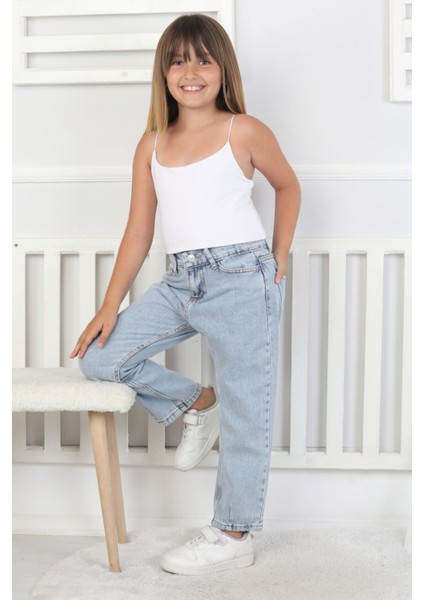 Kız Çocuk Paça Detaylı Kot Pantolon modelleri