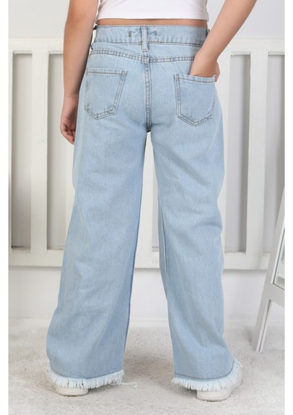 Kız Çocuk Paça Detaylı Kot Pantolon indirimleri