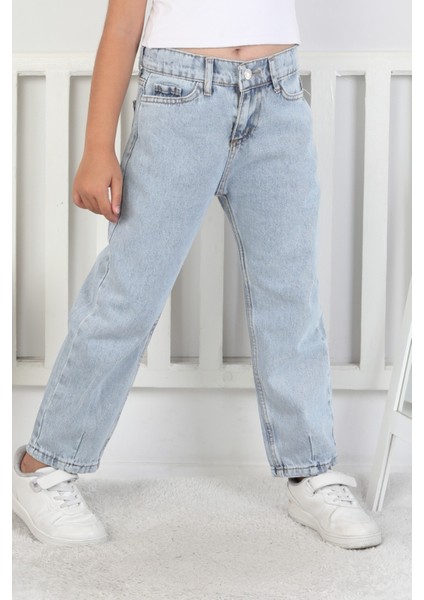 Kız Çocuk Paça Detaylı Kot Pantolon