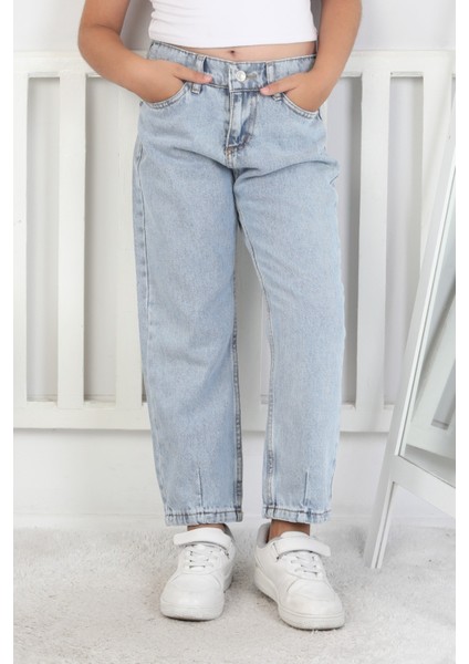 Kız Çocuk Paça Detaylı Kot Pantolon