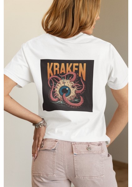 Zuno Kadın Comfort Fit Kraken Baskılı T-Shirt