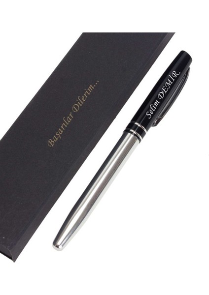 Kişiye Özel Metal Roller Kalem Siyah Tasarım Kutulu