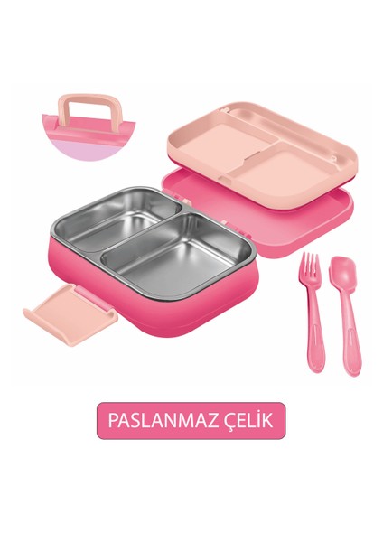 Happi Beslenme Kabı 1 Litre Paslanmaz Çelik 2 Bölmeli Sızdırmaz Yemek Saklama Kabı modelleri