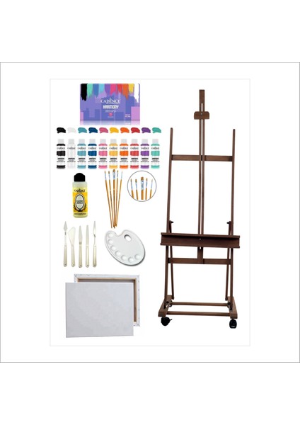 Akrilik Boya Seti 4 Fırça Tuval Palet Şovale