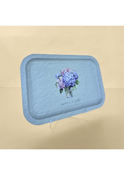 Home Ortanca Buketi Sunumluk Metal Tepsi - Mavi fiyatları