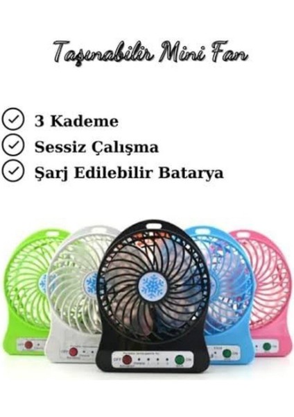 Renkli ve Taşınabilir USB Şarjlı Hafif Mini Fan, Sessiz ve Güçlü Performans Sağlar.