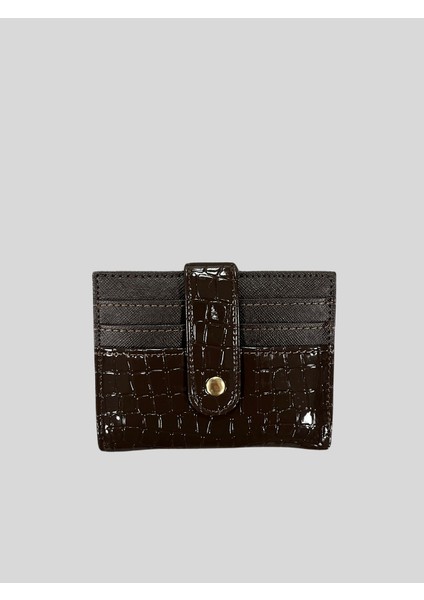 Krokodil Desenli Parlak Fermuarlı Kartlıklı Cüzdan