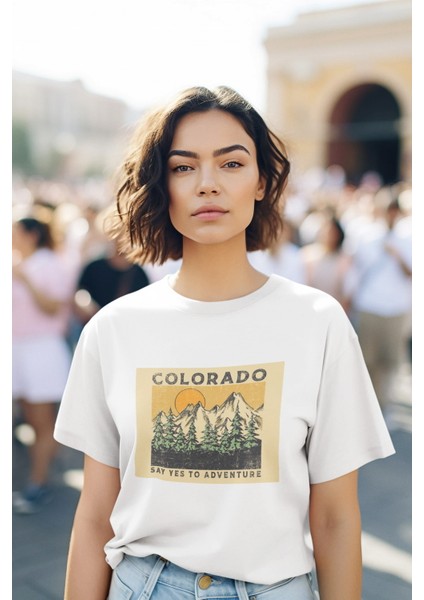 Zuno Kadın Comfort Fit Colorado Baskılı T-Shirt