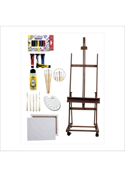 Akrilik Boya Seti 3 Fırça Tuval Palet Şovale