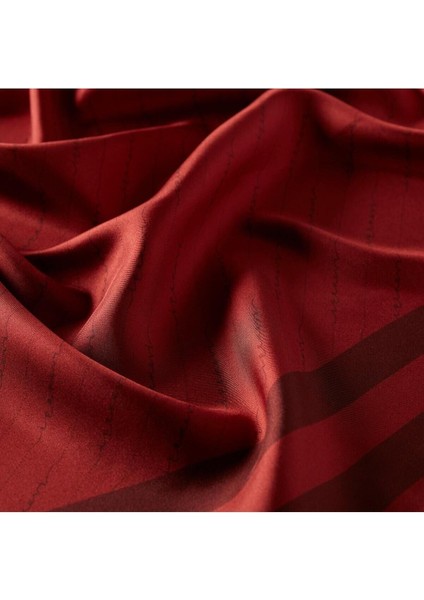 Ipekevi Twill Ipek Eşarp - Çizgili Signature - Kırmızı