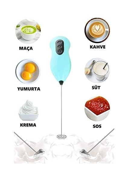 Kahve ve Süt Köpürtücü Pilli Karıştırıcı (Blue)