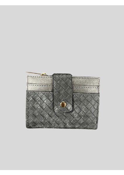 Örgü Desenli Fermuarlı Kartlıklı Cüzdan