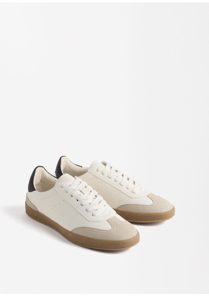 Kadın Spor-Koşu Ayakkabı Düz Taban Renkli Kauçuk Malzeme ile Kontrast Tasarım